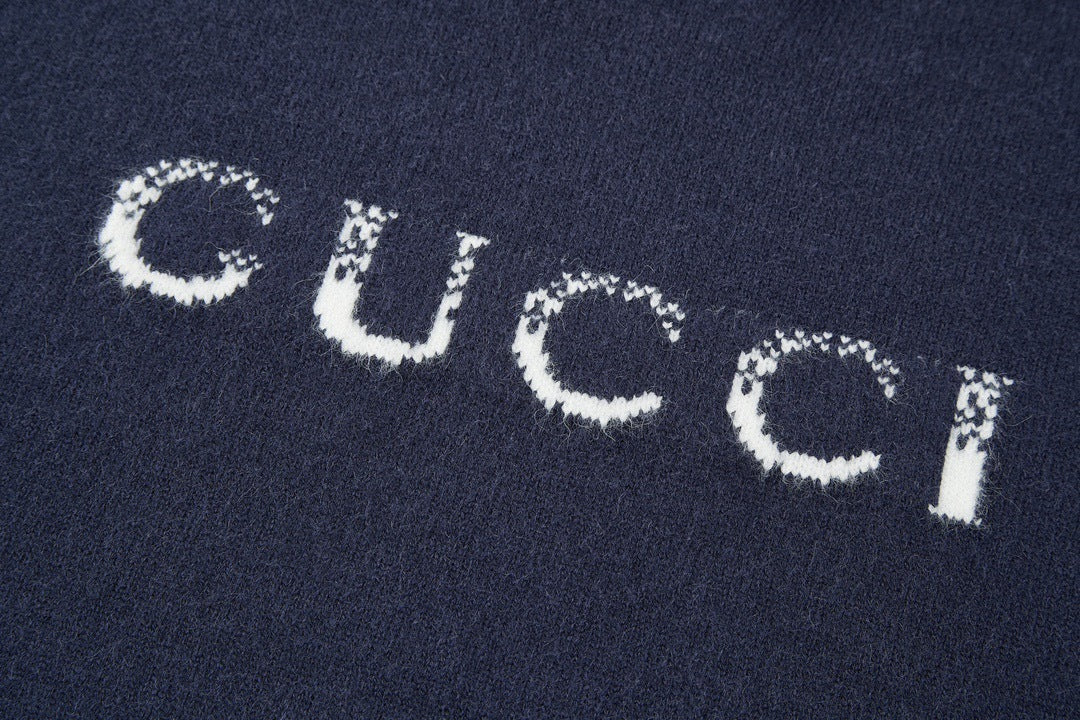 Gucci Wool Sweater with Gucci Intarsia "Dark Blue"