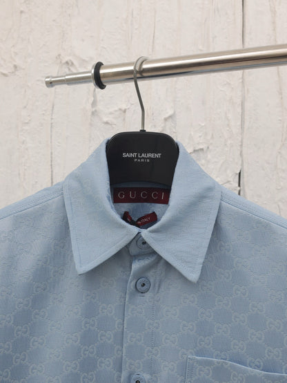 Gucci GG Cotton Oversized Shirt "Blue"