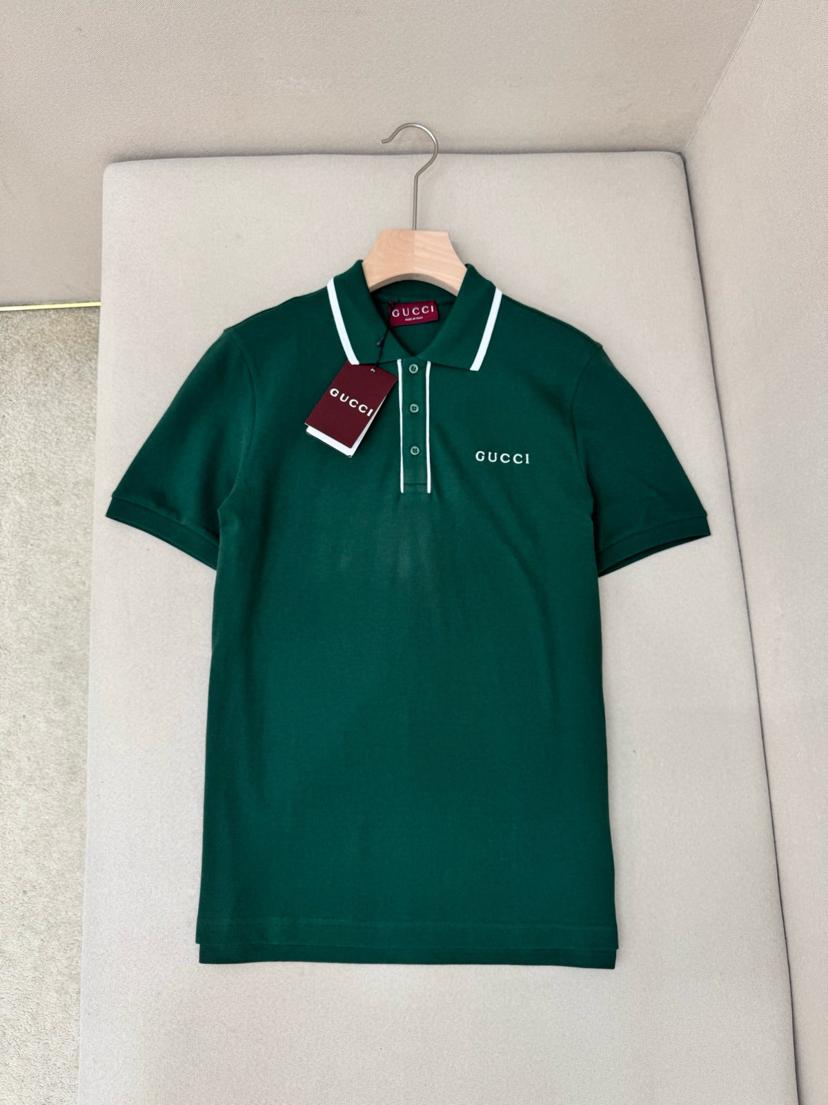 Gucci Cotton Piquet Polo T-Shirt with Embroidery "Green"