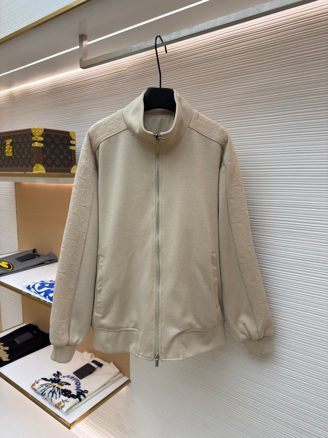 Dior Oblique Track Jacket "Beige Cotton-Blend Jersey"