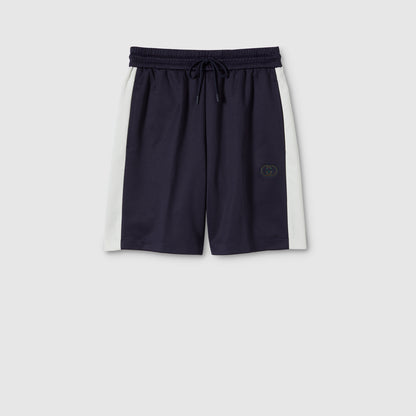 Gucci Technical Jersey Shorts with Embroidery "Navy-White"