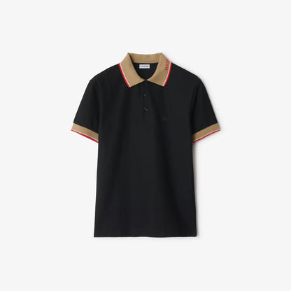 Burberry Logo Collar Cotton Polo Shirt "Black"