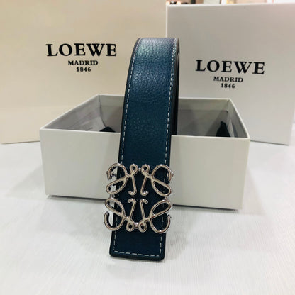 Loewe Anagram Leather Belt "Blue-Silver"
