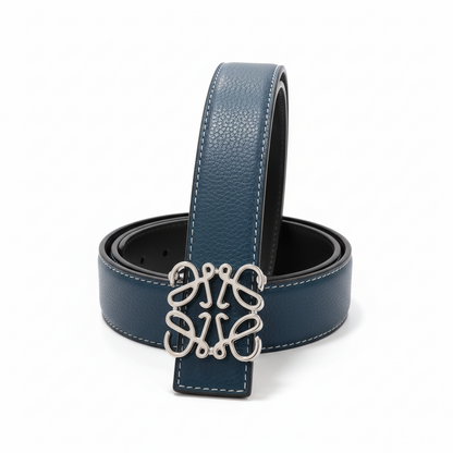 Loewe Anagram Leather Belt "Blue-Silver"