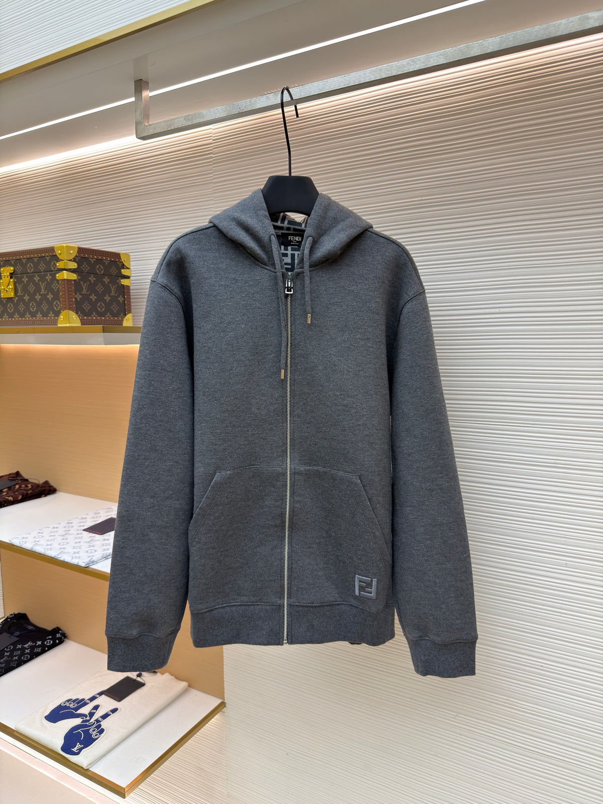 Fendi Cotton Hooded Sweatshirt "Dark Gray"