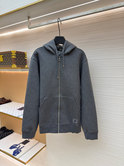 Fendi Cotton Hooded Sweatshirt "Dark Gray"