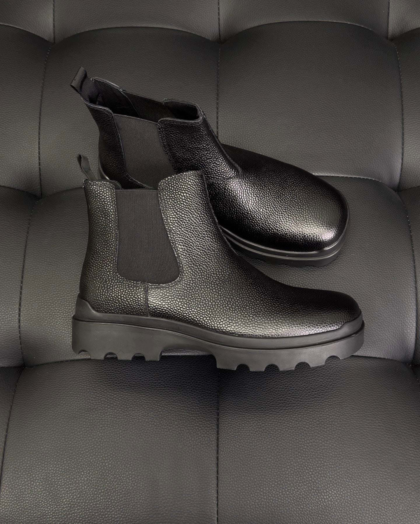 Prada Chelsea Leather Ankle Boots "Black"