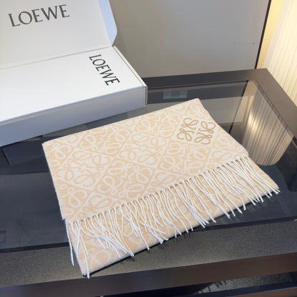Loewe Anagram Wool and Cashmere Scarf "Cream"