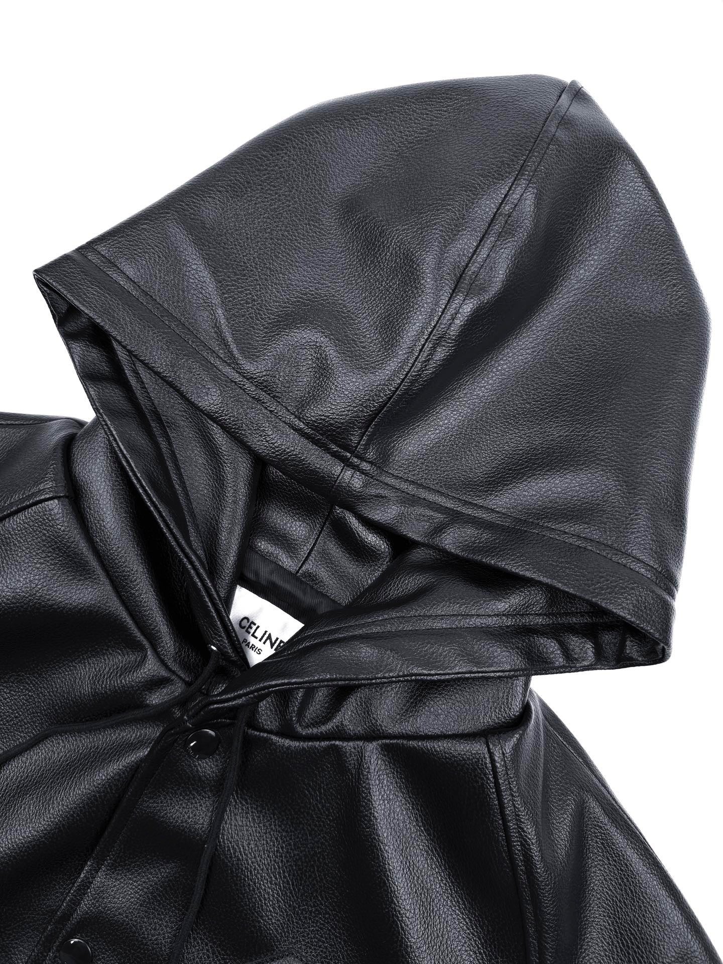 Celine Leather Bomber Jacket "Black"