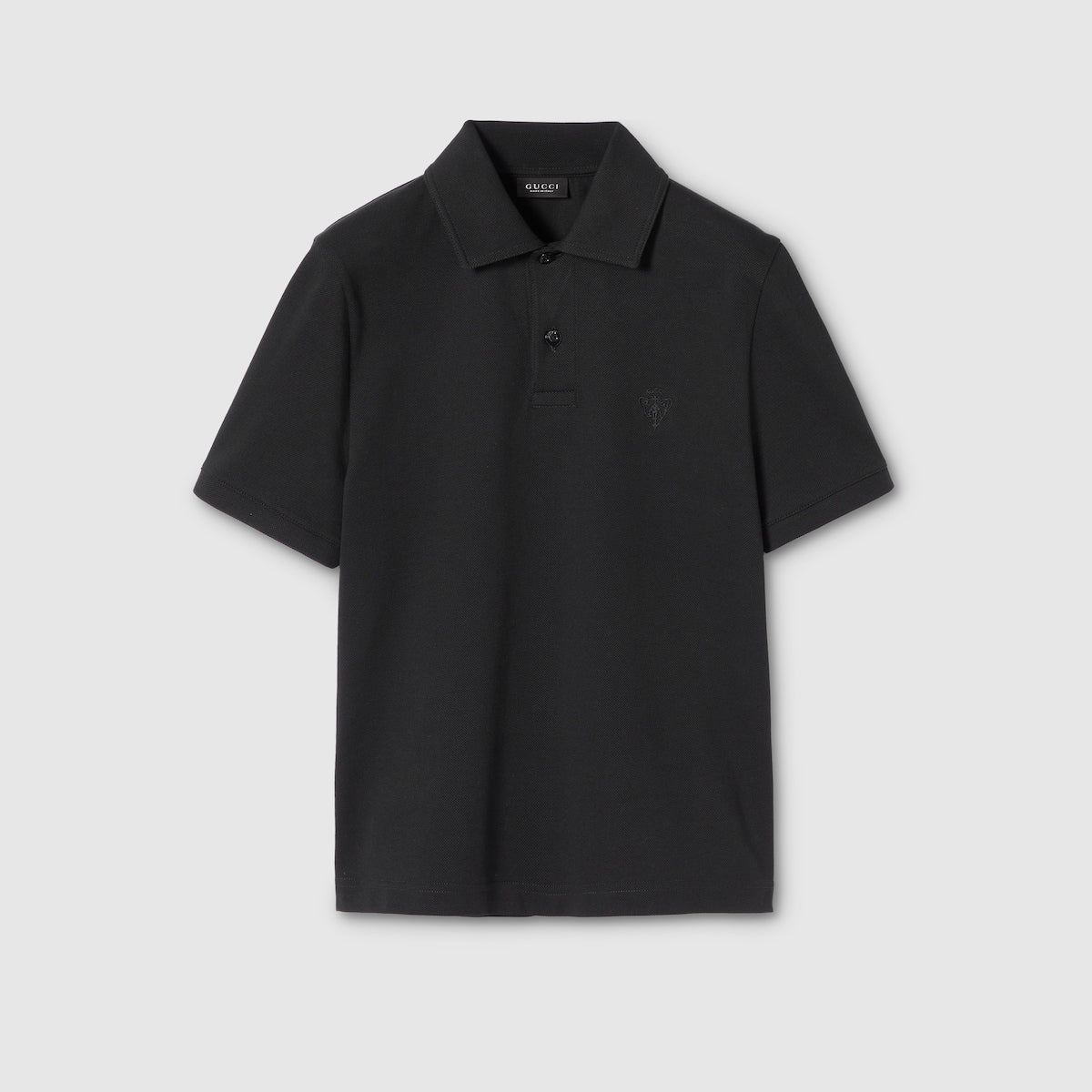 Gucci Cotton Piquet Polo Shirt with Embroidery "Black"