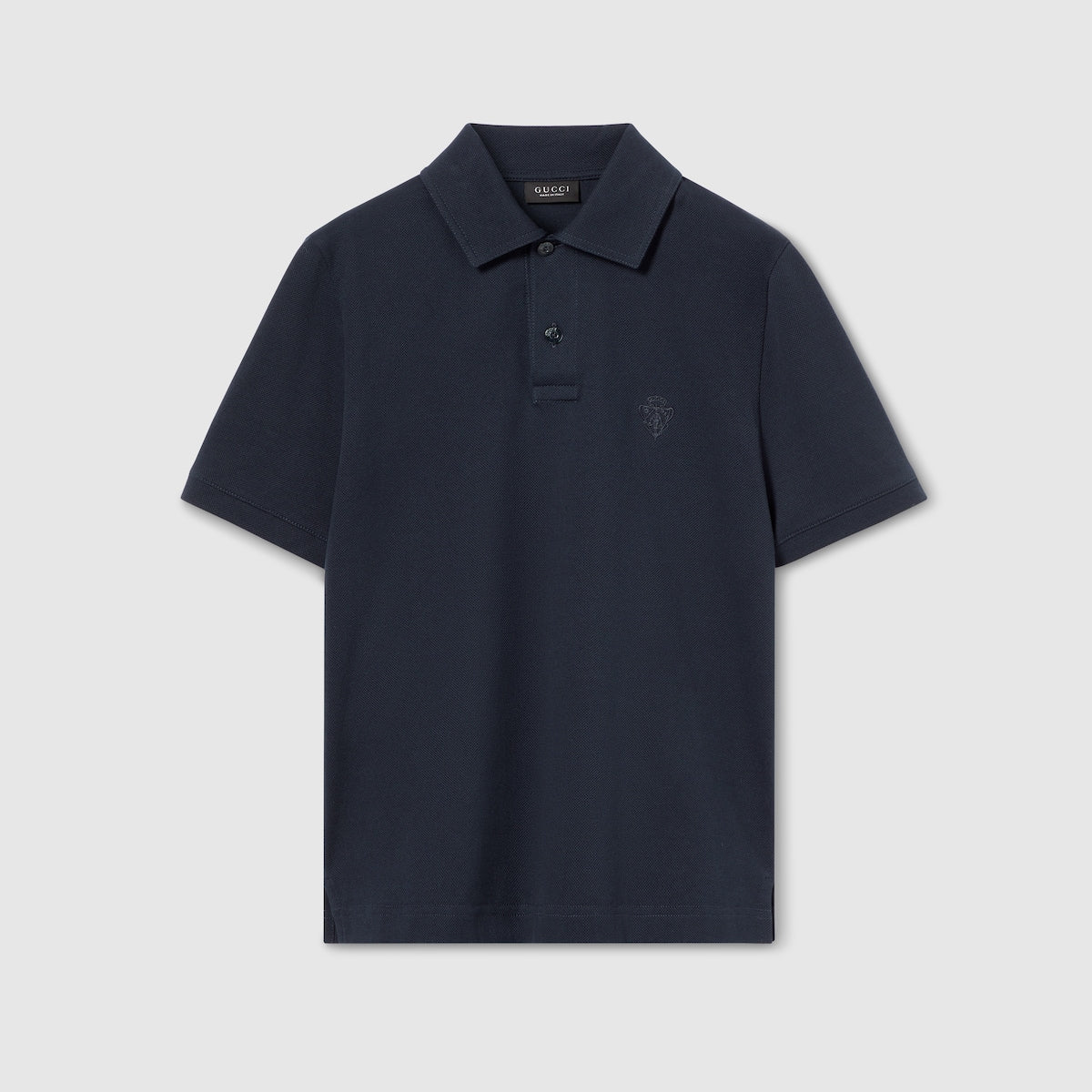 Gucci Cotton Piquet Polo Shirt with Embroidery "Navy"