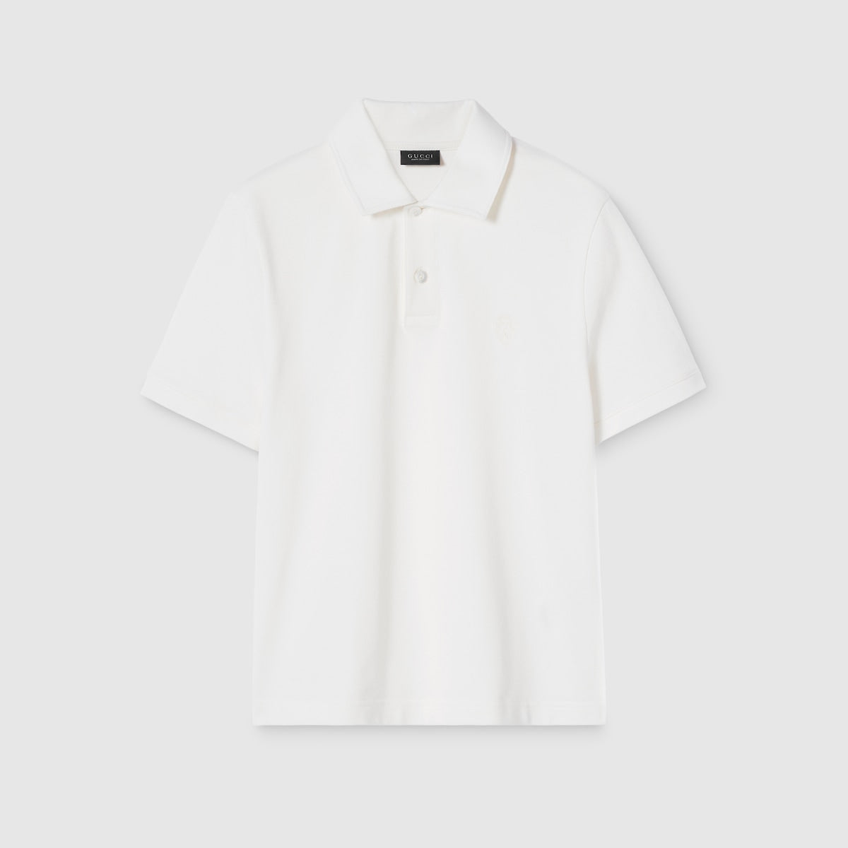 Gucci Cotton Piquet Polo Shirt with Embroidery "White"