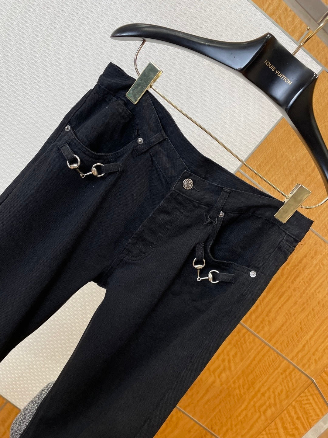 Gucci Cotton Denim Pants with Horsebit Detail