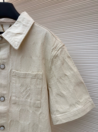 Louis Vuitton Damier 3D Light Denim Short-Sleeved Shirt