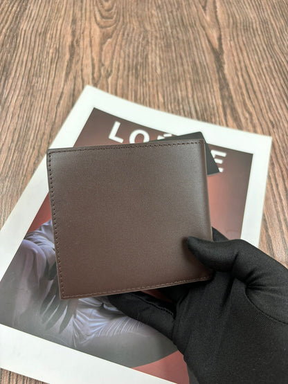 Loewe Bifold Wallet in Satin Calfskin "Dark Chestnut"