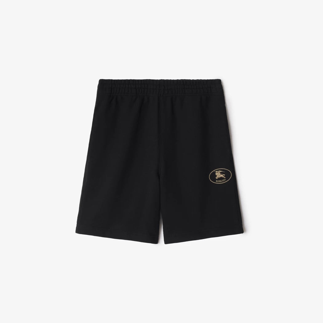 Burberry Knight Stamp Cotton Shorts "Black"