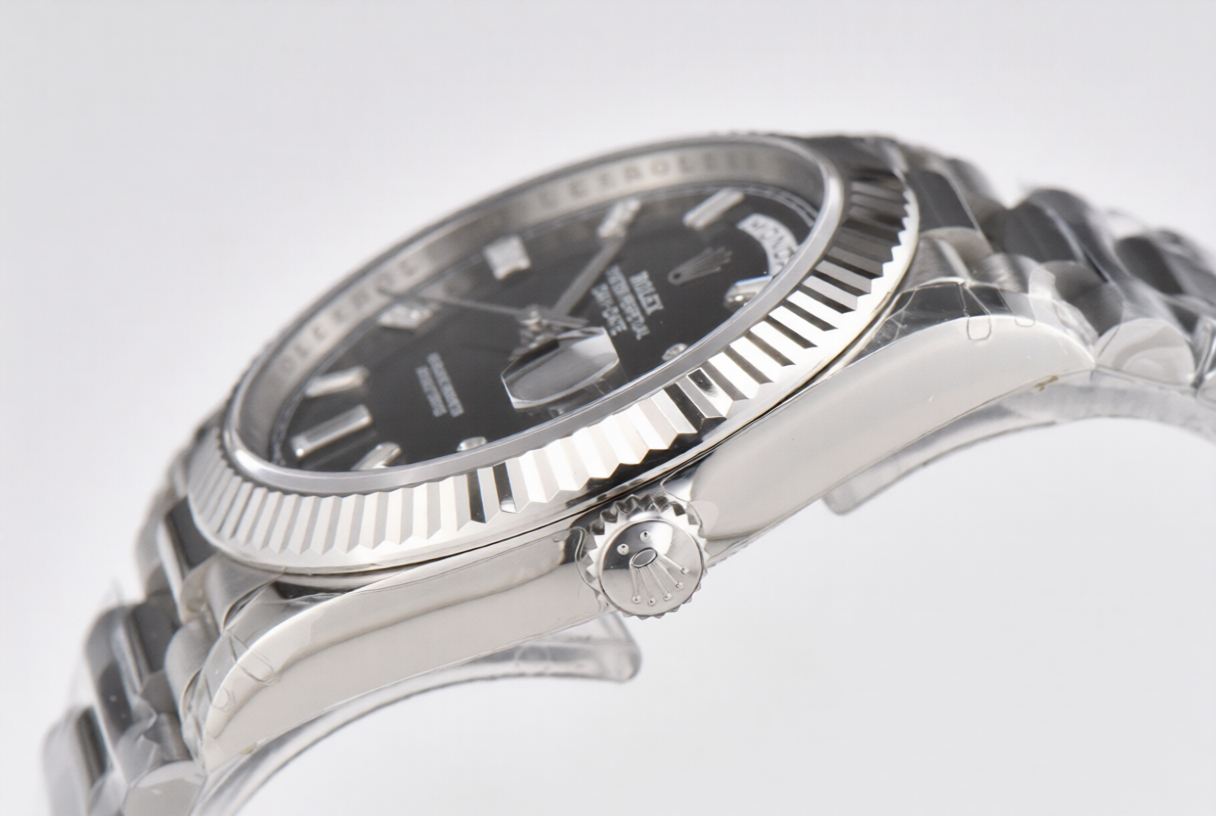 Rolex Day Date 40mm President Bracelet Black Crystal Dial