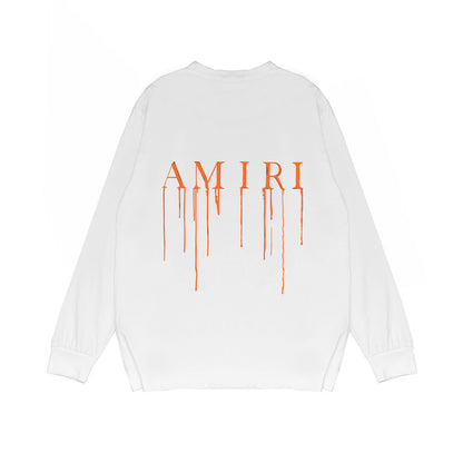 Amiri Paint Drip AM Logo Sweatshirt "White-Orange"