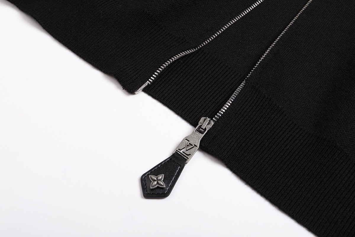 Louis Vuitton Knit Blouson with Leather Details "Black"
