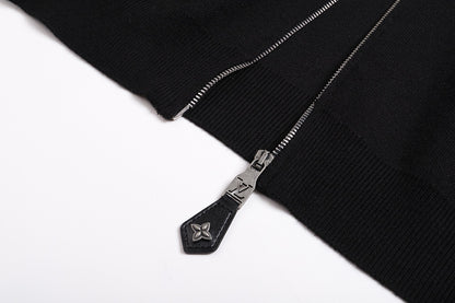 Louis Vuitton Knit Blouson with Leather Details "Black"