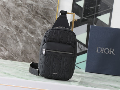 Dior Rider Sling Bag "Black Dior Gravity Grained Leather and Black Grained Calfskin"