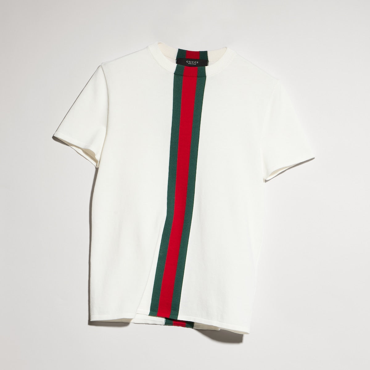 Gucci Knit cotton T-shirt with Web intarsia "White"