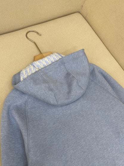 Dior Hooded Track Jacket "Gray Cotton and Cashmere Knit"