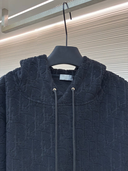 Dior Oblique Hooded Sweatshirt "Navy Blue Cotton Fleece"