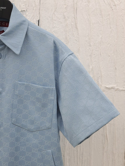 Gucci GG Cotton Oversized Shirt "Blue"
