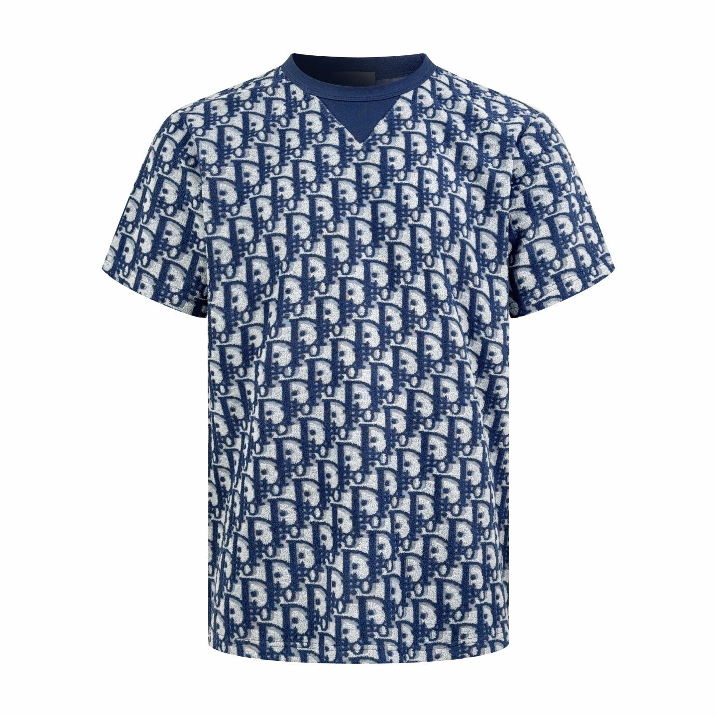 Dior Oblique T-Shirt "Blue and White Terry Cotton Jersey with Oblique Print"