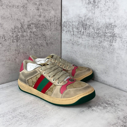 Gucci Screener "Distressed Beige-Pink-Green"