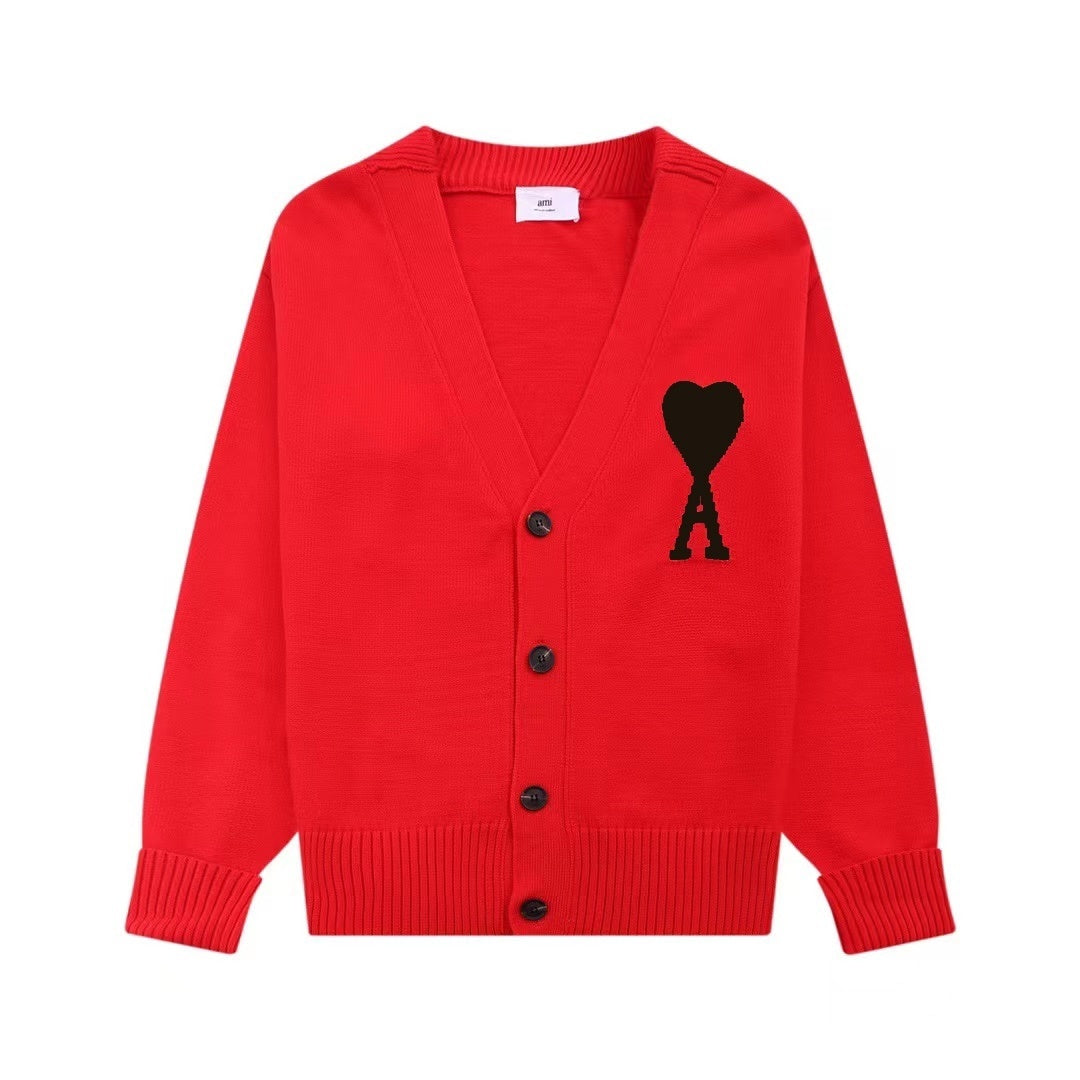 AMI Paris Ami De Coeur Cardigan "Red"