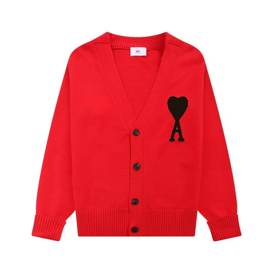AMI Paris Ami De Coeur Cardigan "Red"