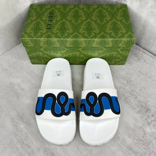 Gucci Snake Slides "White-Blue-Black"