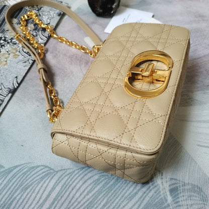 Dior Small Dior Caro Bag "Beige Supple Cannage Calfskin"