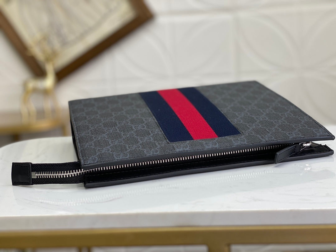 Gucci GG Supreme Sherry Line GG Web Pouch