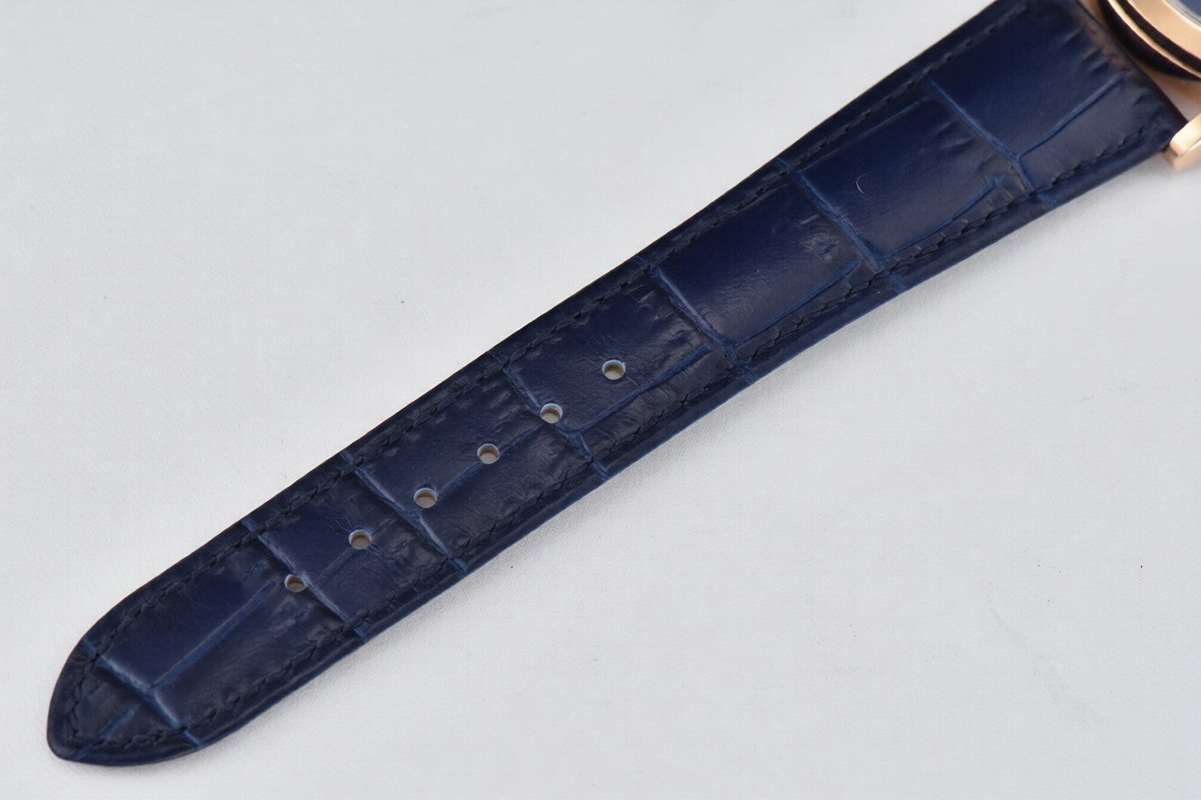 Patek Philippe Grand Complications Moonphase 38.5mm Rose Gold Blue Leather and Dial