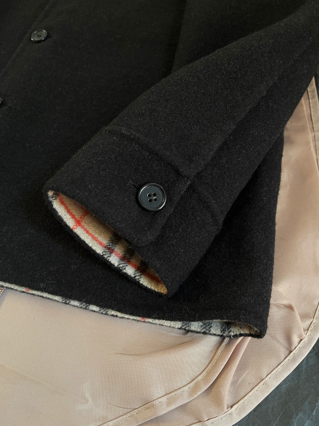 Burberry Wool Overshirt "Black-Sand Beige"