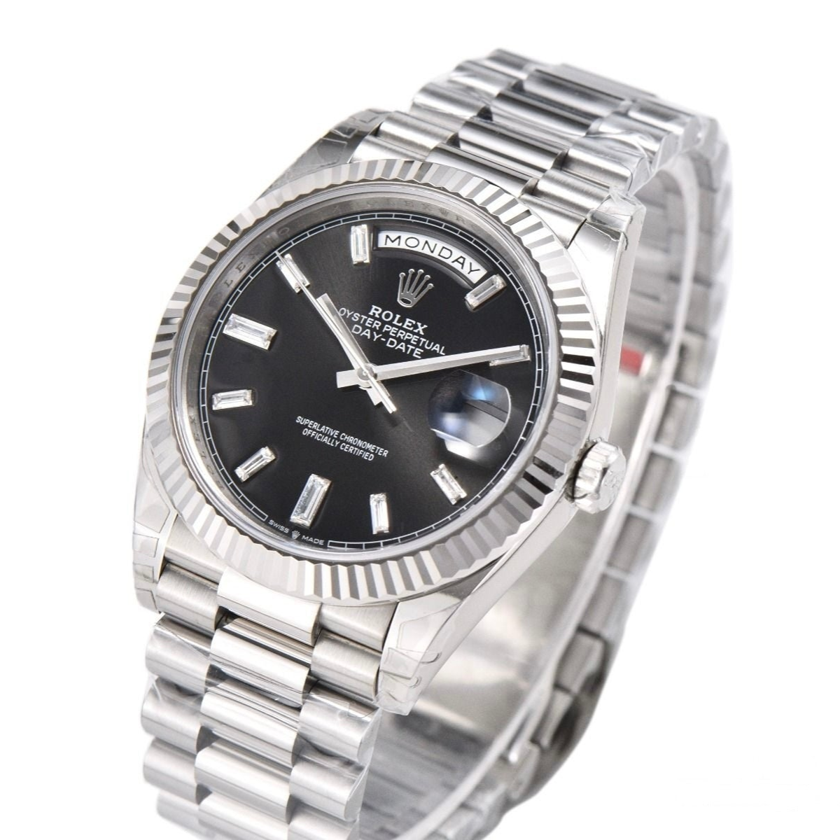 Rolex Day Date 40mm President Bracelet Black Crystal Dial