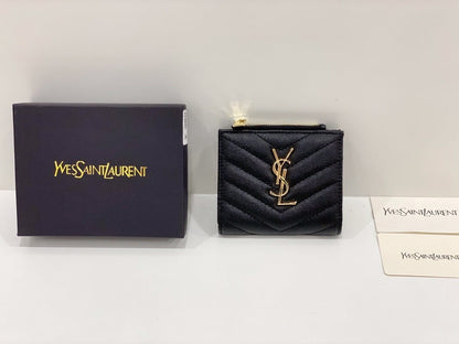 Yves Saint Laurent Bi-Fold Cassendre Wallet Gold