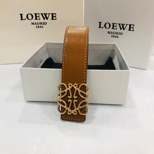 Loewe Leather Belt "Brown-Gold"