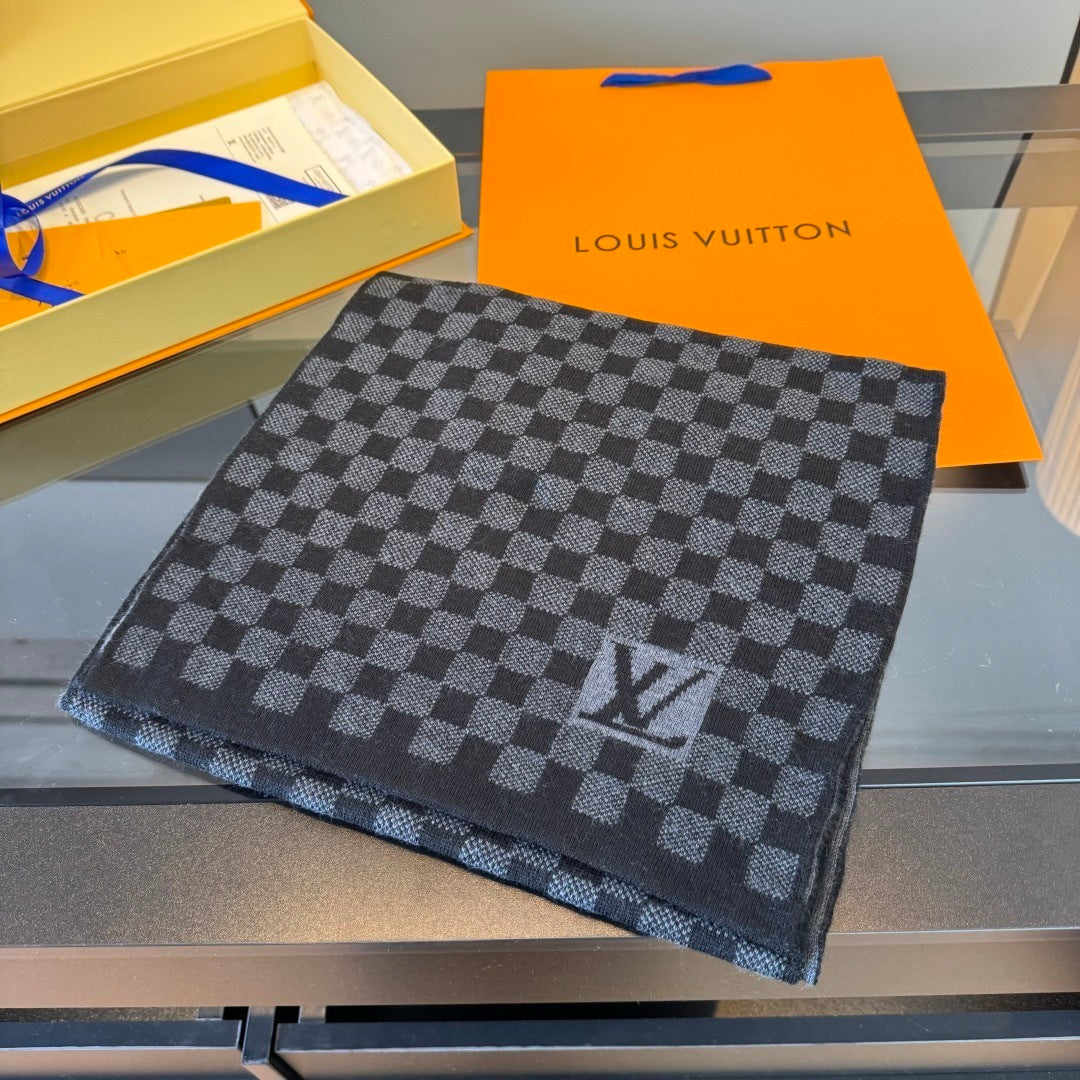 Louis Vuitton Damier Wool Scarf "Black-Grey"
