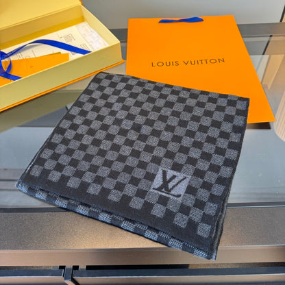 Louis Vuitton Damier Wool Scarf "Black-Grey"