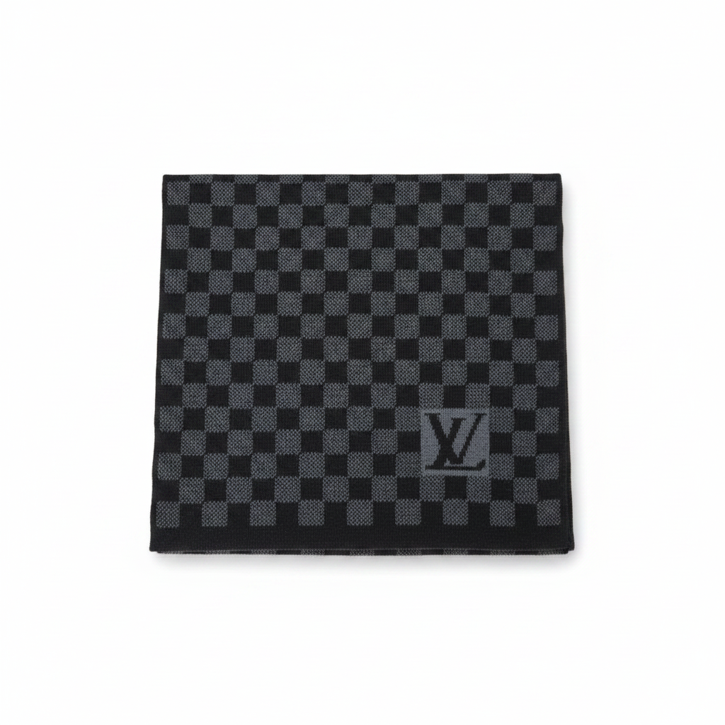 Louis Vuitton Damier Wool Scarf "Black-Grey"