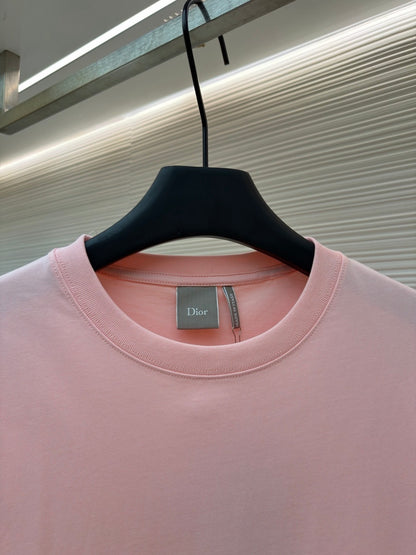 Dior T-Shirt with Dior Embroidery "Pink Cotton Jersey"
