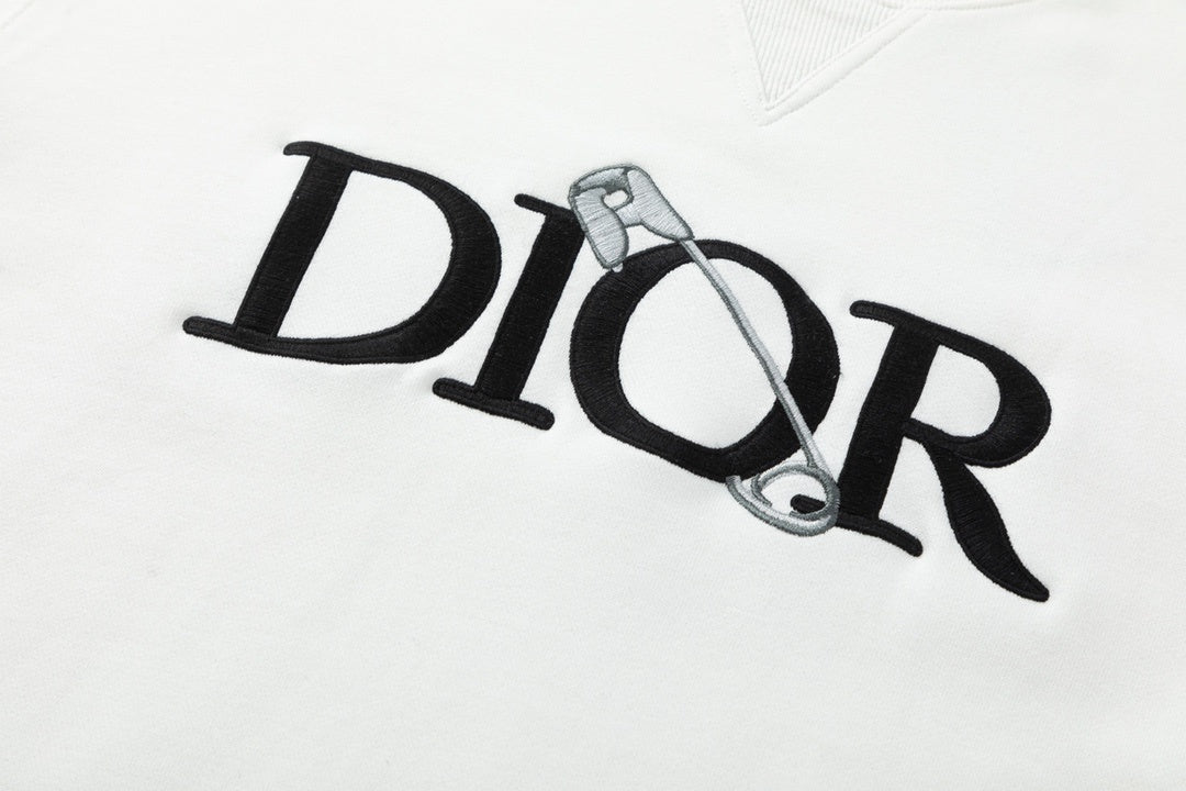 Dior x Judy Blame Safety Pin Logo Embroidered Sweatshirt "White"