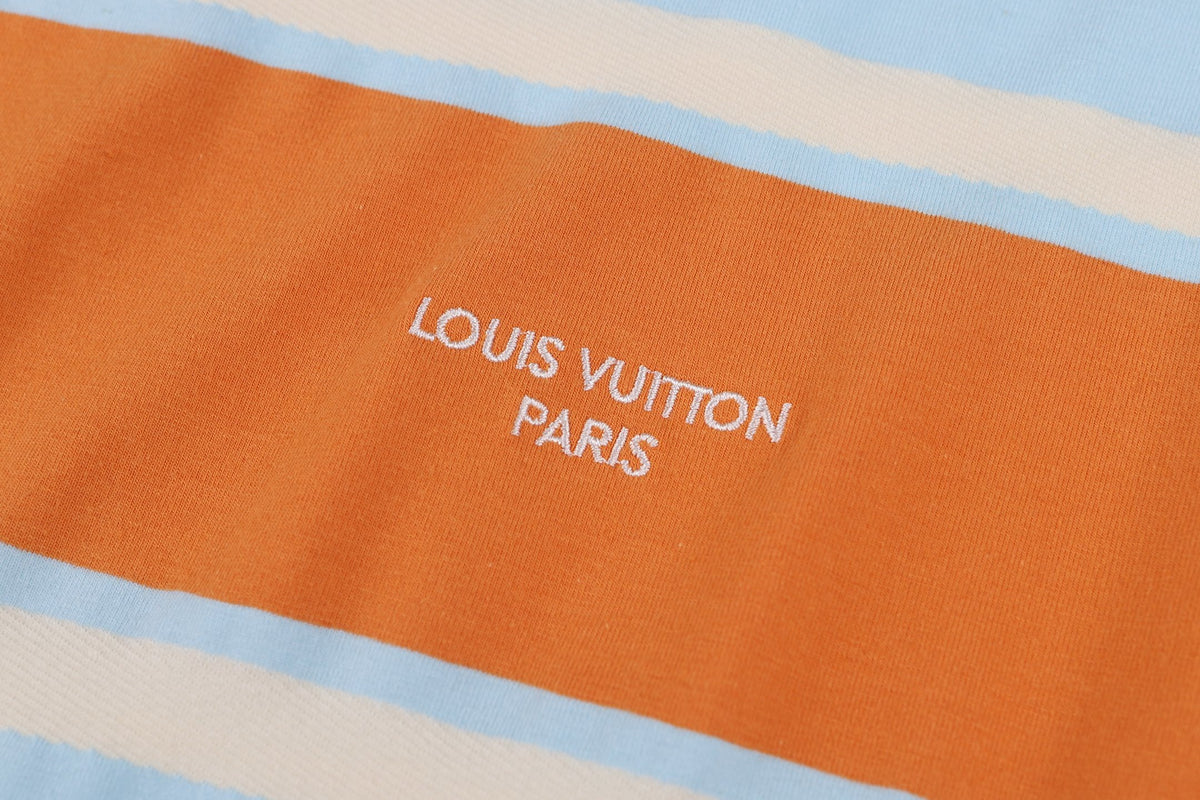 Louis Vuitton Striped Short-Sleeved T-Shirt "Pale Blue-Orange"