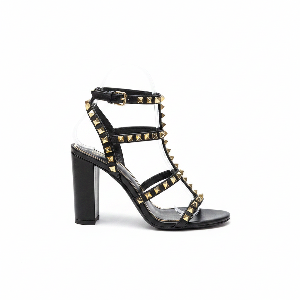 Valentino Rockstud Ankle Strap Sandal 90 mm "Black"