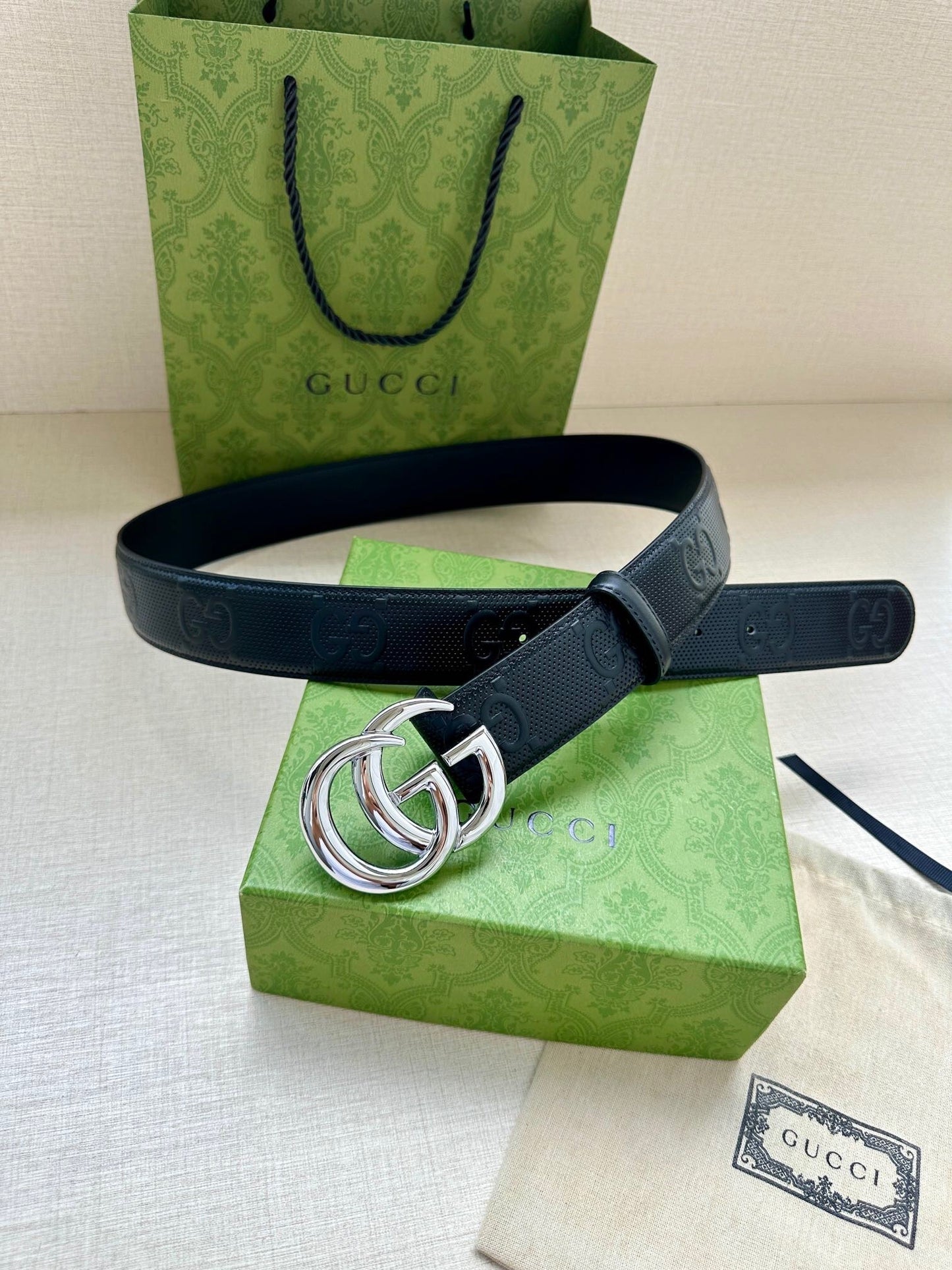 Gucci GG Marmont Leather Belt "Black"