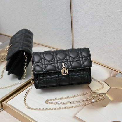 Dior My Dior Daily Pouch with Chain "Black Cannage Lambskin"